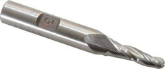 Made in USA - 3° Taper Angle per Side, 3/16" Small End Diam, 3/4" LOC, High Speed Steel 3 Flute Tapered Ball End Mill - 2-1/2" OAL, 3/8" Shank Diam - Apex Tool & Supply