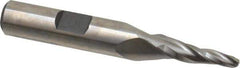 Made in USA - 5° Taper Angle per Side, 1/8" Small End Diam, 3/4" LOC, High Speed Steel 3 Flute Tapered Ball End Mill - 2-1/2" OAL, 3/8" Shank Diam - Apex Tool & Supply