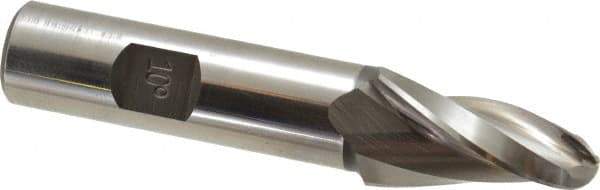 Made in USA - 10° Taper Angle per Side, 3/8" Small End Diam, 1-1/4" LOC, High Speed Steel 3 Flute Tapered Ball End Mill - 3-1/4" OAL, 5/8" Shank Diam - Apex Tool & Supply