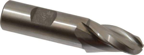 Made in USA - 10° Taper Angle per Side, 1/2" Small End Diam, 1-1/4" LOC, High Speed Steel 3 Flute Tapered Ball End Mill - 3-3/8" OAL, 3/4" Shank Diam - Apex Tool & Supply
