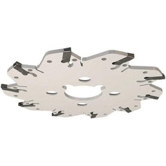 Iscar - Arbor Hole Connection, 0.132" Cutting Width, 1.53" Depth of Cut, 6.3" Cutter Diam, 1-1/2" Hole Diam, 10 Tooth Indexable Slotting Cutter - GM Toolholder, GIM, GIMY, GIP Insert, Right Hand Cutting Direction - Apex Tool & Supply