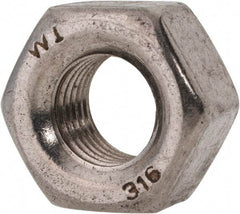 Value Collection - 7/16-20 UNF Stainless Steel Right Hand Heavy Hex Nut - 3/4" Across Flats, 27/64" High, Uncoated - Apex Tool & Supply