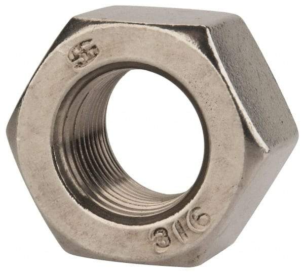 Value Collection - 3/4-16 UNF Stainless Steel Right Hand Heavy Hex Nut - 1-1/4" Across Flats, 47/64" High, Uncoated - Apex Tool & Supply