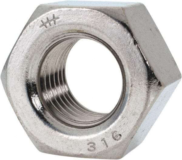 Value Collection - 7/8-9 UNC Stainless Steel Right Hand Heavy Hex Nut - 1-7/16" Across Flats, 55/64" High, Uncoated - Apex Tool & Supply