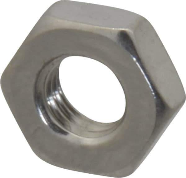 Value Collection - 1/4-28 UNF Stainless Steel Right Hand Hex Jam Nut - 7/16" Across Flats, 5/32" High, Uncoated - Apex Tool & Supply