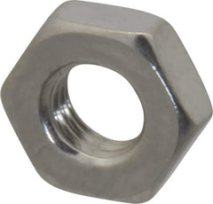 Value Collection - 1/4-28 UNF Stainless Steel Right Hand Hex Jam Nut - 7/16" Across Flats, 5/32" High, Uncoated - Apex Tool & Supply