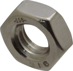 Value Collection - 5/16-18 UNC Stainless Steel Right Hand Hex Jam Nut - 1/2" Across Flats, 3/16" High, Uncoated - Apex Tool & Supply