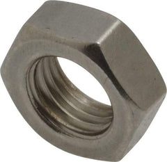 Value Collection - 3/8-24 UNF Stainless Steel Right Hand Hex Jam Nut - 9/16" Across Flats, 7/32" High, Uncoated - Apex Tool & Supply