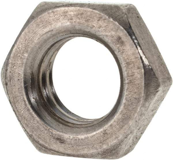 Value Collection - 7/16-14 UNC Stainless Steel Right Hand Hex Jam Nut - 11/16" Across Flats, 1/4" High, Uncoated - Apex Tool & Supply