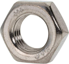 Value Collection - 7/16-20 UNF Stainless Steel Right Hand Hex Jam Nut - 11/16" Across Flats, 1/4" High, Uncoated - Apex Tool & Supply