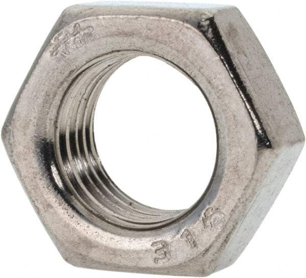Value Collection - 1/2-20 UNF Stainless Steel Right Hand Hex Jam Nut - 3/4" Across Flats, 5/16" High, Uncoated - Apex Tool & Supply