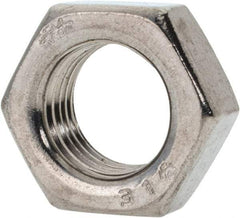 Value Collection - 1/2-20 UNF Stainless Steel Right Hand Hex Jam Nut - 3/4" Across Flats, 5/16" High, Uncoated - Apex Tool & Supply