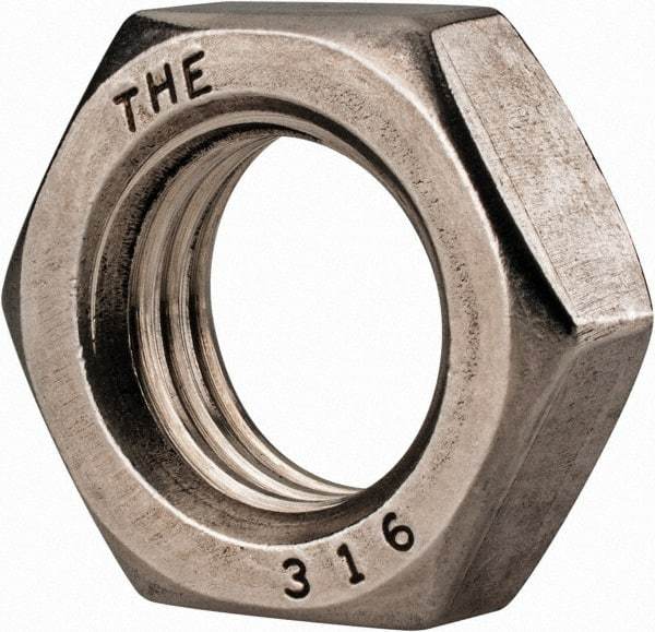 Value Collection - 7/8-9 UNC Stainless Steel Right Hand Hex Jam Nut - 1-5/16" Across Flats, 31/64" High, Uncoated - Apex Tool & Supply
