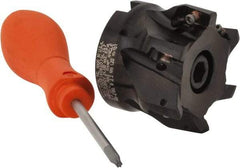 Kennametal - 6 Inserts, 2" Cut Diam, 3/4" Arbor Diam, 0.56" Max Depth of Cut, Indexable Square-Shoulder Face Mill - 0/90° Lead Angle, 1.575" High, EC14.., EP14.. Insert Compatibility, Through Coolant, Series Mill 1-14 - Apex Tool & Supply