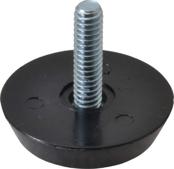 Vlier - 1/4-20 Bolt Thread, Stud Mount Leveling Pad & Mount - 100 Max Lb Capacity, 1.44" Base Diam, 0.91" Thread Length - Apex Tool & Supply