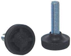 Vlier - 3/8-16 Bolt Thread, Stud Mount Leveling Pad & Mount - 100 Max Lb Capacity, 1.23" Base Diam, 0.55" Thread Length - Apex Tool & Supply
