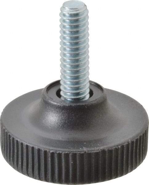 Vlier - 1/4-20 Bolt Thread, Stud Mount Leveling Pad & Mount - 100 Max Lb Capacity, 1.23" Base Diam, 0.79" Thread Length - Apex Tool & Supply