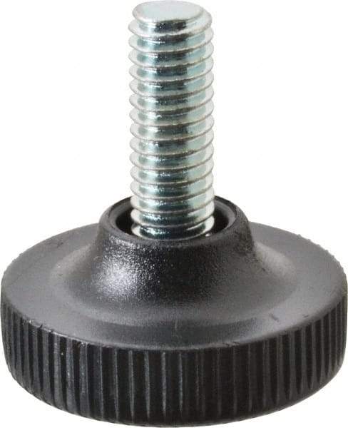 Vlier - 5/16-18 Bolt Thread, Stud Mount Leveling Pad & Mount - 100 Max Lb Capacity, 1.23" Base Diam, 0.79" Thread Length - Apex Tool & Supply