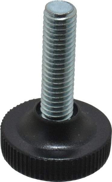 Vlier - 3/8-16 Bolt Thread, Stud Mount Leveling Pad & Mount - 100 Max Lb Capacity, 1.23" Base Diam, 1.34" Thread Length - Apex Tool & Supply