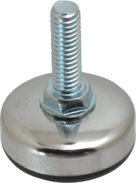 Vlier - 5/16-18 Bolt Thread, Stud Mount Leveling Pad & Mount - 200 Max Lb Capacity, 1.38" Base Diam, 0.98" Thread Length - Apex Tool & Supply