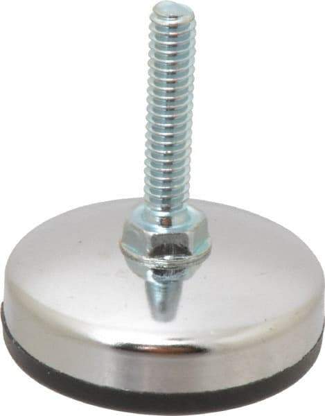 Vlier - 1/4-20 Bolt Thread, Stud Mount Leveling Pad & Mount - 200 Max Lb Capacity, 1.65" Base Diam, 1.18" Thread Length - Apex Tool & Supply