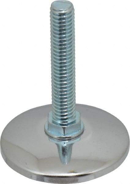 Vlier - 3/8-16 Bolt Thread, Stud Mount Leveling Pad & Mount - 250 Max Lb Capacity, 1.97" Base Diam, 1.97" Thread Length - Apex Tool & Supply
