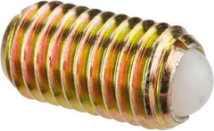 Vlier - M12x1.75, 8mm Ball Diam, 22mm Body Length, 2.5mm Max Ball Reach, Threaded Ball Plunger - Steel Body, Nylon Ball, 16.86 Lb Initial End Force, 25.85 Lb Final End Force - Apex Tool & Supply