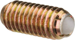 Vlier - M6x1.0, 3.5mm Ball Diam, 14mm Body Length, 1mm Max Ball Reach, Threaded Ball Plunger - Steel Body, Nylon Ball, 6.29 Lb Initial End Force, 9 Lb Final End Force - Apex Tool & Supply