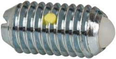 Vlier - M10x1.5, 6mm Ball Diam, 19mm Body Length, 2.01mm Max Ball Reach, Threaded Ball Plunger - Steel Body, Nylon Ball, 1.8 Lb Initial End Force, 3.37 Lb Final End Force, Locking Element - Apex Tool & Supply