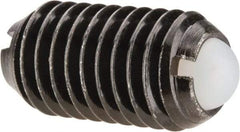 Vlier - M10x1.5, 6mm Ball Diam, 19mm Body Length, 2.01mm Max Ball Reach, Threaded Ball Plunger - Steel Body, Nylon Ball, 4.5 Lb Initial End Force, 7.87 Lb Final End Force - Apex Tool & Supply