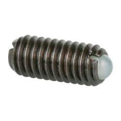 Vlier - M4x0.7, 2.5mm Ball Diam, 9mm Body Length, 0.81mm Max Ball Reach, Threaded Ball Plunger - Steel Body, Nylon Ball, 0.9 Lb Initial End Force, 2.25 Lb Final End Force - Apex Tool & Supply