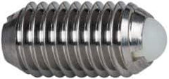 Vlier - M10x1.5, 6mm Ball Diam, 19mm Body Length, 2.01mm Max Ball Reach, Threaded Ball Plunger - Stainless Steel Body, Nylon Ball, 1.8 Lb Initial End Force, 3.37 Lb Final End Force - Apex Tool & Supply