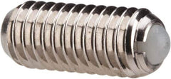Vlier - M6x1.0, 3.5mm Ball Diam, 14mm Body Length, 1mm Max Ball Reach, Threaded Ball Plunger - Stainless Steel Body, Nylon Ball, 0.45 Lb Initial End Force, 1.35 Lb Final End Force - Apex Tool & Supply