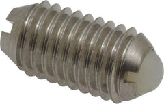 Vlier - M10x1.5, 6mm Ball Diam, 19mm Body Length, 2.01mm Max Ball Reach, Threaded Ball Plunger - Stainless Steel Body, Nylon Ball, 4.5 Lb Initial End Force, 7.87 Lb Final End Force, Locking Element - Apex Tool & Supply