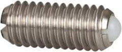 Vlier - M6x1.0, 3.5mm Ball Diam, 14mm Body Length, 1mm Max Ball Reach, Threaded Ball Plunger - Stainless Steel Body, Nylon Ball, 2.02 Lb Initial End Force, 2.92 Lb Final End Force - Apex Tool & Supply