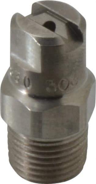 Bete Fog Nozzle - 1/8" Pipe, 30° Spray Angle, Grade 303 Stainless Steel, Standard Fan Nozzle - Male Connection, 1.26 Gal per min at 100 psi, 0.072" Orifice Diam - Apex Tool & Supply