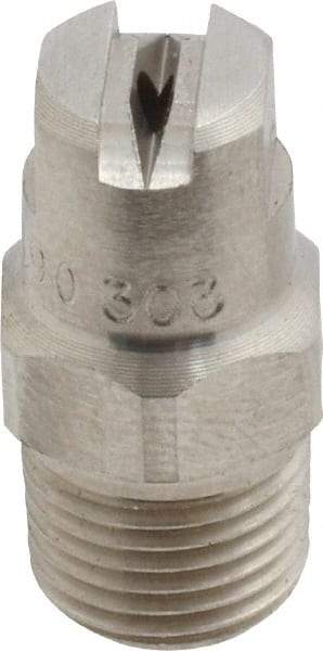 Bete Fog Nozzle - 1/8" Pipe, 90° Spray Angle, Grade 303 Stainless Steel, Standard Fan Nozzle - Male Connection, 1.26 Gal per min at 100 psi, 0.072" Orifice Diam - Apex Tool & Supply