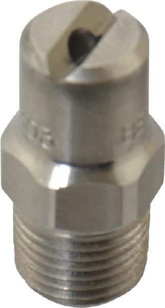Bete Fog Nozzle - 1/8" Pipe, 65° Spray Angle, Grade 303 Stainless Steel, Standard Fan Nozzle - Male Connection, 3.16 Gal per min at 100 psi, 0.109" Orifice Diam - Apex Tool & Supply