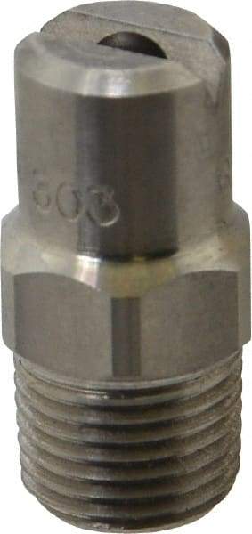 Bete Fog Nozzle - 1/8" Pipe, 90° Spray Angle, Grade 303 Stainless Steel, Standard Fan Nozzle - Male Connection, 4.74 Gal per min at 100 psi, 0.141" Orifice Diam - Apex Tool & Supply