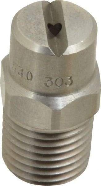Bete Fog Nozzle - 1/4" Pipe, 30° Spray Angle, Grade 303 Stainless Steel, Standard Fan Nozzle - Male Connection, 2.37 Gal per min at 100 psi, 3/32" Orifice Diam - Apex Tool & Supply