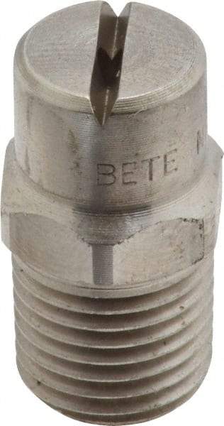Bete Fog Nozzle - 1/4" Pipe, 90° Spray Angle, Grade 303 Stainless Steel, Standard Fan Nozzle - Male Connection, 2.37 Gal per min at 100 psi, 3/32" Orifice Diam - Apex Tool & Supply
