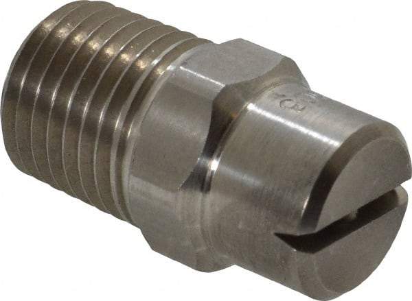Bete Fog Nozzle - 1/4" Pipe, 120° Spray Angle, Grade 303 Stainless Steel, Standard Fan Nozzle - Male Connection, 2.37 Gal per min at 100 psi, 3/32" Orifice Diam - Apex Tool & Supply