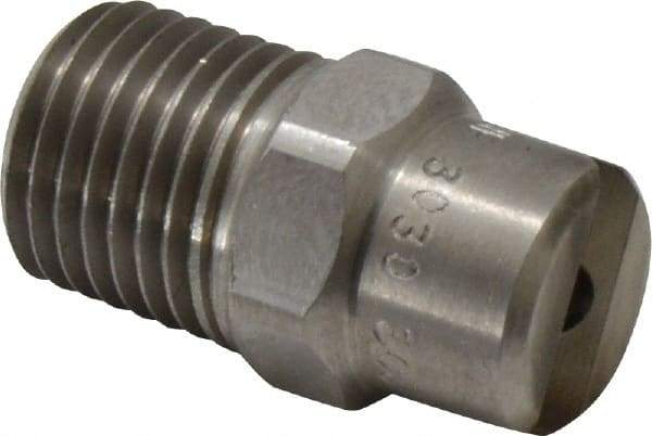 Bete Fog Nozzle - 1/4" Pipe, 30° Spray Angle, Grade 303 Stainless Steel, Standard Fan Nozzle - Male Connection, 4.74 Gal per min at 100 psi, 0.141" Orifice Diam - Apex Tool & Supply