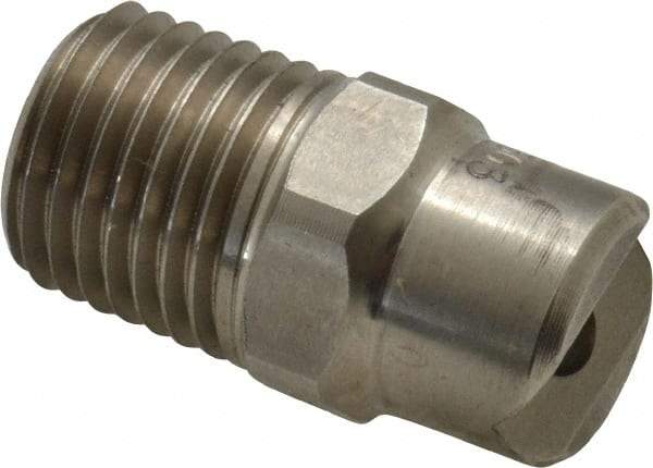 Bete Fog Nozzle - 1/4" Pipe, 30° Spray Angle, Grade 303 Stainless Steel, Standard Fan Nozzle - Male Connection, 7.91 Gal per min at 100 psi, 0.172" Orifice Diam - Apex Tool & Supply
