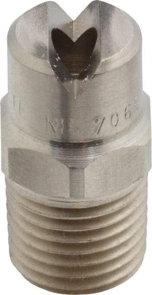 Bete Fog Nozzle - 1/4" Pipe, 65° Spray Angle, Grade 303 Stainless Steel, Standard Fan Nozzle - Male Connection, 11.1 Gal per min at 100 psi, 0.203" Orifice Diam - Apex Tool & Supply