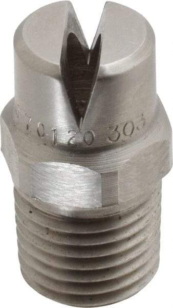 Bete Fog Nozzle - 1/4" Pipe, 120° Spray Angle, Grade 303 Stainless Steel, Standard Fan Nozzle - Male Connection, 11.1 Gal per min at 100 psi, 0.203" Orifice Diam - Apex Tool & Supply