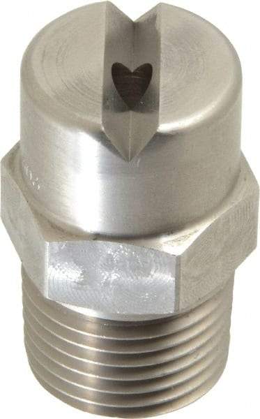Bete Fog Nozzle - 1/2" Pipe, 65° Spray Angle, Grade 303 Stainless Steel, Standard Fan Nozzle - Male Connection, 9.49 Gal per min at 100 psi, 0.186" Orifice Diam - Apex Tool & Supply