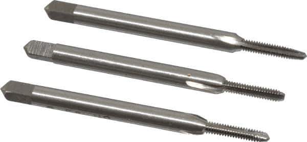 Interstate - #2-56 UNC, 3 Flute, Bottoming, Plug & Taper, Bright Finish, High Speed Steel Tap Set - Right Hand Cut, 1-3/4" OAL, 7/16" Thread Length - Apex Tool & Supply