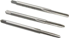 Interstate - #5-40 UNC, 3 Flute, Bottoming, Plug & Taper, Bright Finish, High Speed Steel Tap Set - Right Hand Cut, 1-15/16" OAL, 5/8" Thread Length - Apex Tool & Supply