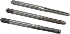 Interstate - #8-32 UNC, 4 Flute, Bottoming, Plug & Taper, Bright Finish, High Speed Steel Tap Set - Right Hand Cut, 2-1/8" OAL, 3/4" Thread Length - Apex Tool & Supply